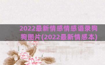 2022最新情感情感语录狗狗图片(2022最新情感本)